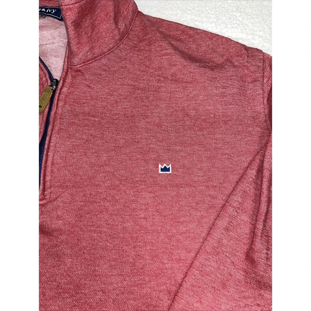 Crown & Ivy Mens Red Heathered Quarter Zip Pullover Sweater Mock Neck XL